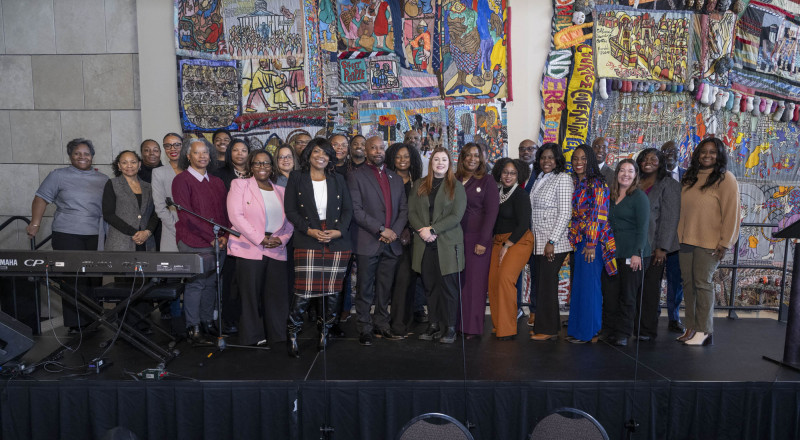 Kroger group pose for photos the MLK Day breakfast at the National Underground Railroad Freedom Center Monday January 19, 2026. Photos by Joseph Fuqua II