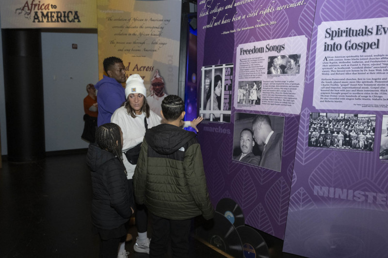 People checkout the Jubilation! exhibit at the National Underground Railroad Freedom Center Monday January 19, 2026. Photos by Joseph Fuqua II