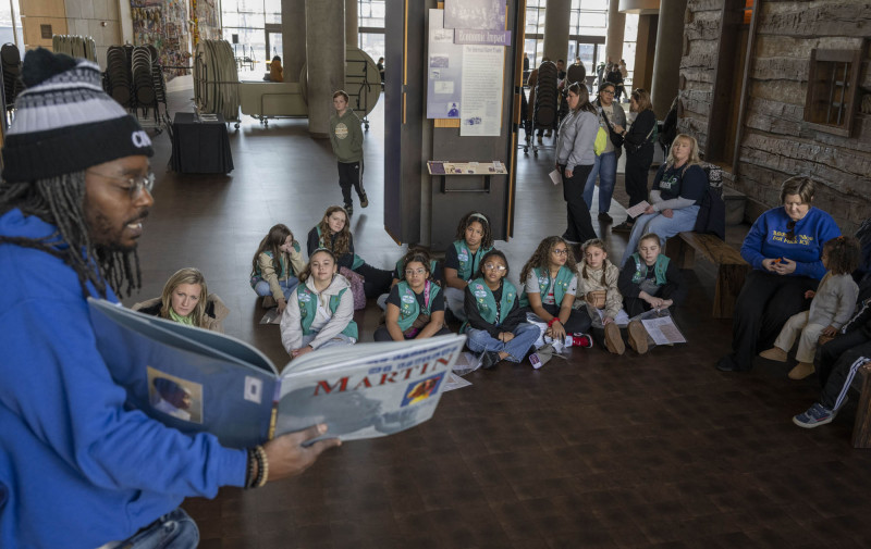 A Girl Scout troop was read to at the National Underground Railroad Freedom Center Monday January 19, 2026. Photos by Joseph Fuqua II