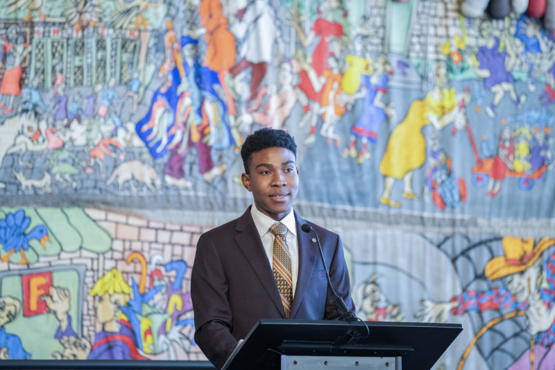 Kahlil Greene spoke during MLK Day breakfast at the National Underground Railroad Freedom Center Monday January 19, 2026. Photos by Joseph Fuqua II