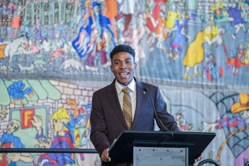 Kahlil Greene spoke during MLK Day breakfast at the National Underground Railroad Freedom Center Monday January 19, 2026. Photos by Joseph Fuqua II