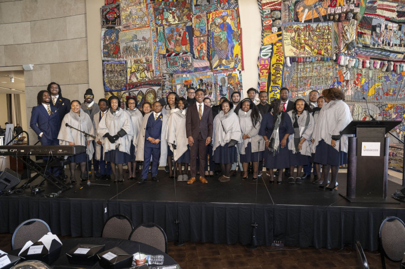 21st annual King Legacy Celebration Mc Courtis Fuller, Woodrow “Woody” Keown, Jr, President & Chief Operating Officer, Fisk Jubilee Singers and Keynote speaker Kahlil Greene shown here during MLK Day breakfast 21st annual King Legacy Celebration at the National Underground Railroad Freedom Center Monday January 19, 2026. Photos by Joseph Fuqua II
