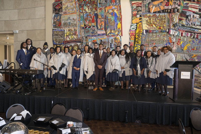 21st annual King Legacy Celebration Mc Courtis Fuller, Woodrow “Woody” Keown, Jr, President & Chief Operating Officer, Fisk Jubilee Singers and Keynote speaker Kahlil Greene shown here during MLK Day breakfast 21st annual King Legacy Celebration at the National Underground Railroad Freedom Center Monday January 19, 2026. Photos by Joseph Fuqua II