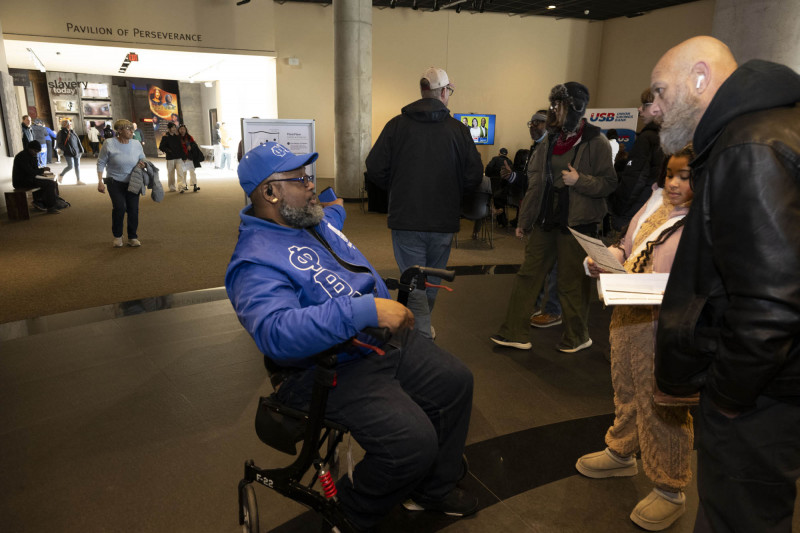 People checkout the Jubilation! exhibit, Home ownership symposium with Union Savings and Guardian Savings Bank, Hoxworth Blood Drive, Service Fair during the 21st annual King Legacy Celebration at the National Underground Railroad Freedom Center Monday January 19, 2026. Photos by Joseph Fuqua II