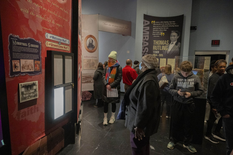 People checkout the Jubilation! exhibit, Home ownership symposium with Union Savings and Guardian Savings Bank, Hoxworth Blood Drive, Service Fair during the 21st annual King Legacy Celebration at the National Underground Railroad Freedom Center Monday January 19, 2026. Photos by Joseph Fuqua II